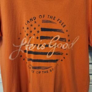 Life Is Good Women's Medium Orange Patriotic T-Shirt Short Sleeve
